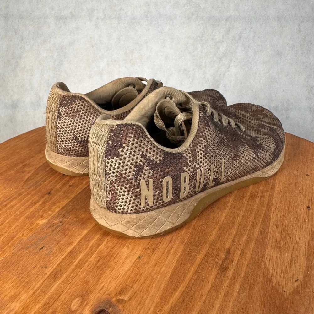 NOBULL SuperFabric Trainer Mens 7.5 Womens 9 Brown Camo Good Cross Training Shoe
